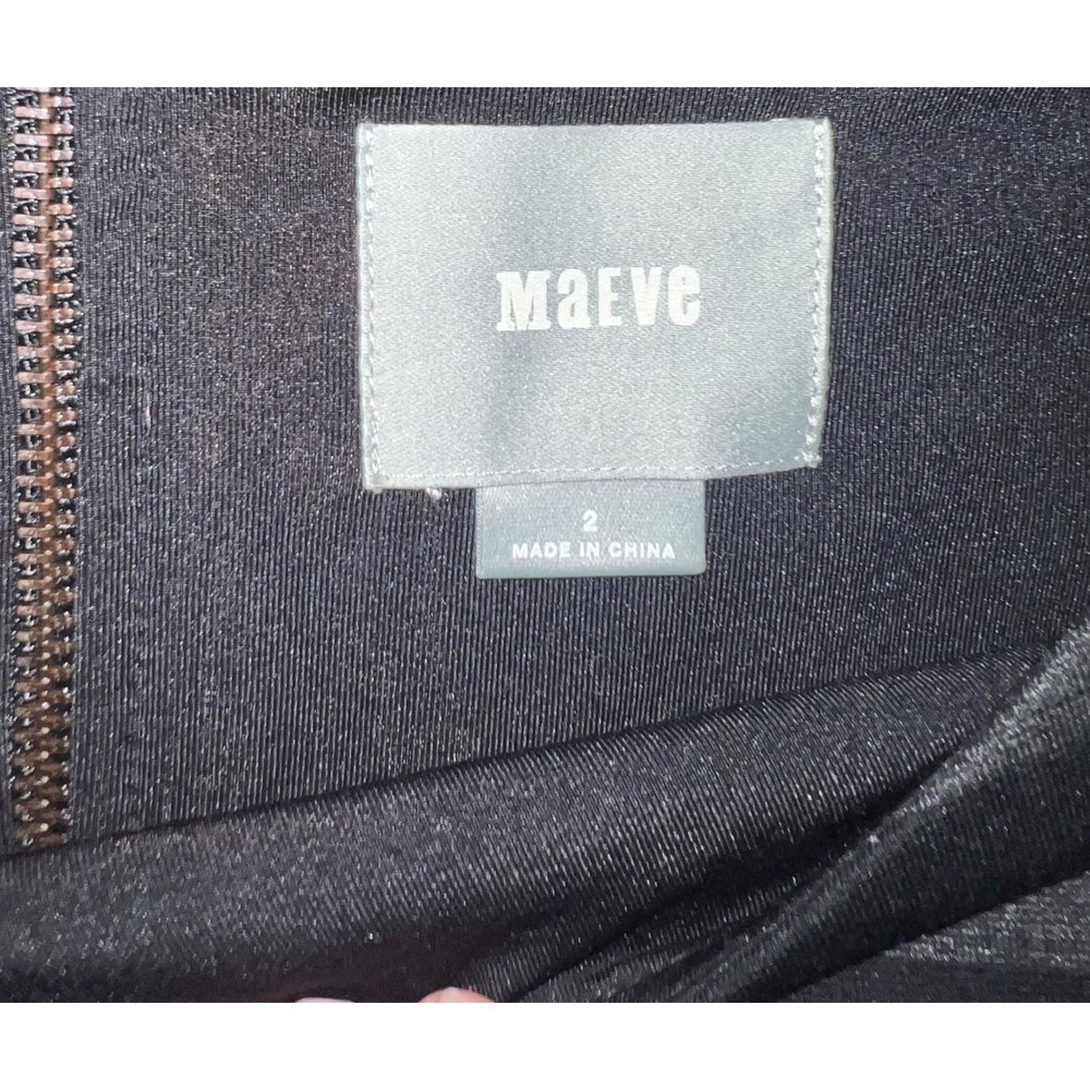 Maeve sz 2 2Black Gray Stripe Pencil Short Sleeve elegant round collar - Picture 7 of 9
